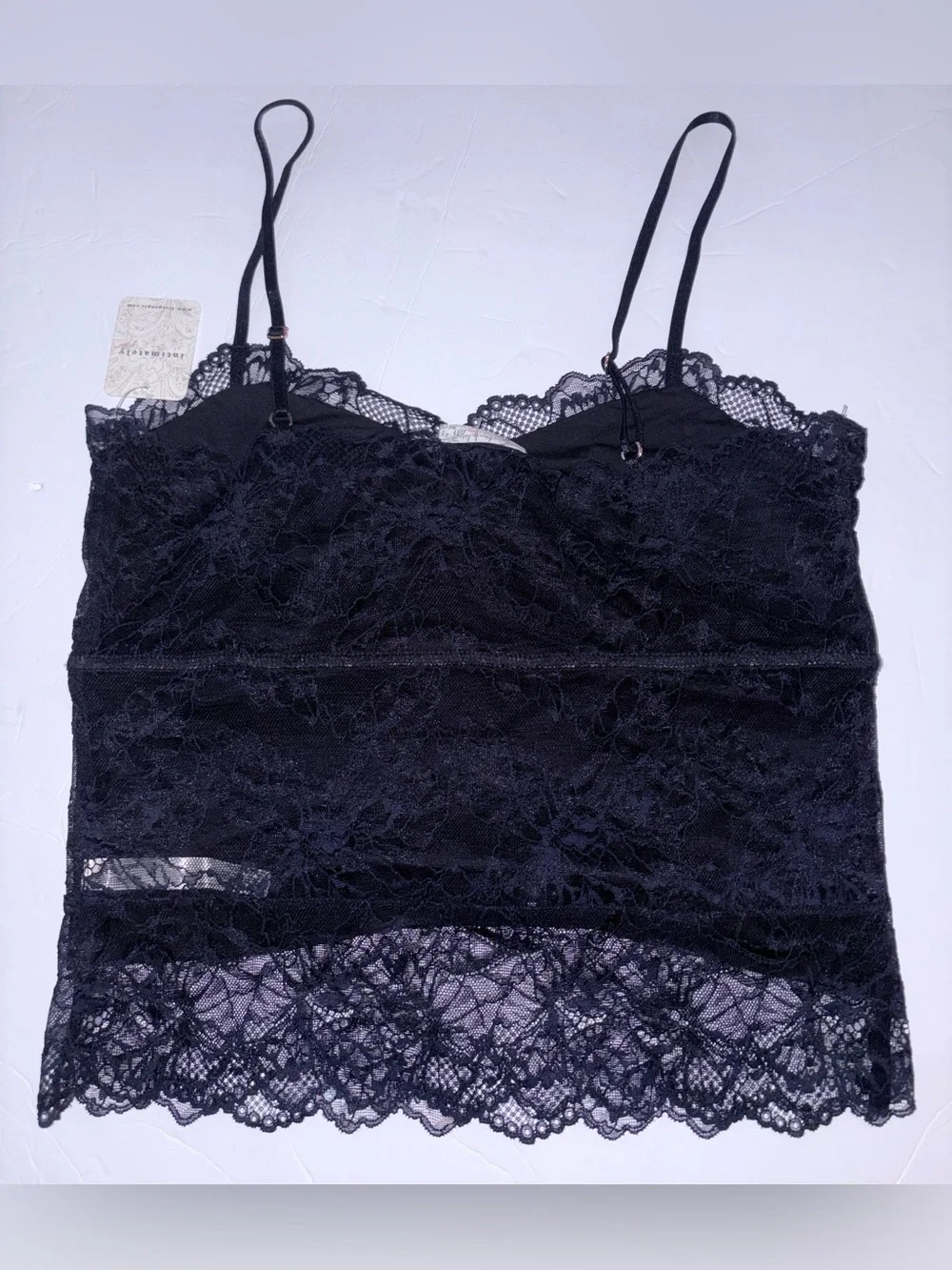Free People Intimately Black Lace Camisole Tank Top